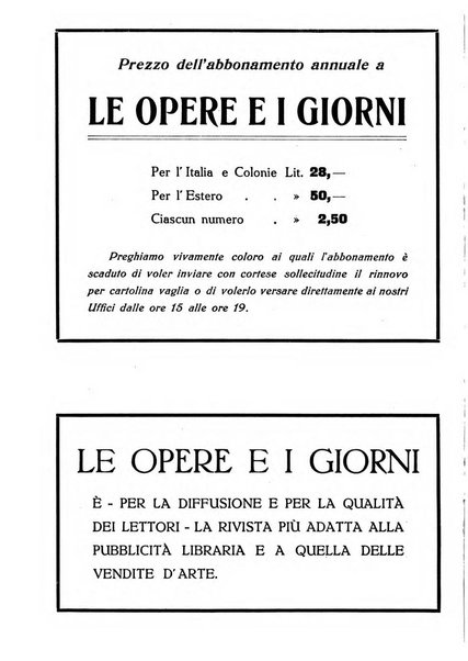 Le opere e i giorni rassegna mensile di politica, lettere, arti, etc