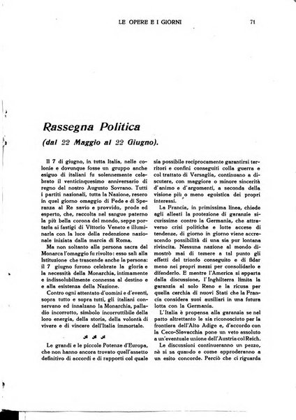 Le opere e i giorni rassegna mensile di politica, lettere, arti, etc