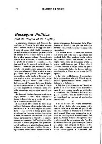 Le opere e i giorni rassegna mensile di politica, lettere, arti, etc