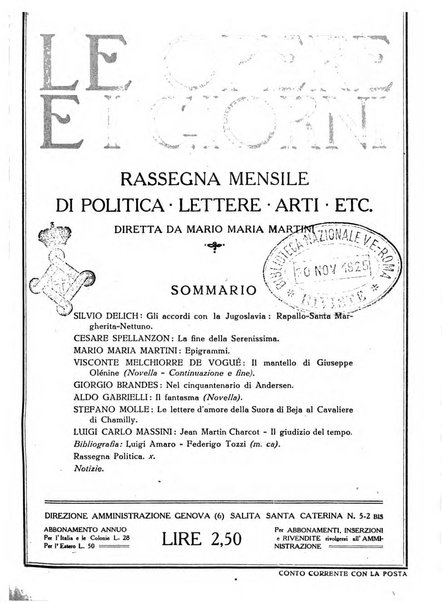 Le opere e i giorni rassegna mensile di politica, lettere, arti, etc