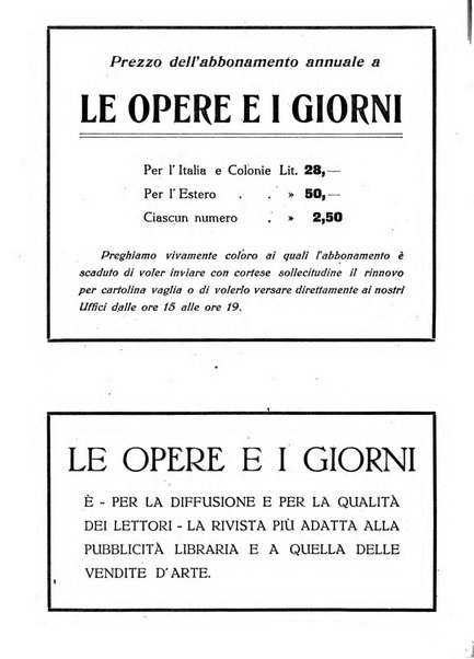 Le opere e i giorni rassegna mensile di politica, lettere, arti, etc