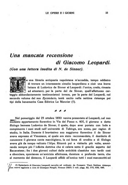 Le opere e i giorni rassegna mensile di politica, lettere, arti, etc