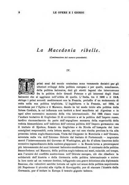 Le opere e i giorni rassegna mensile di politica, lettere, arti, etc