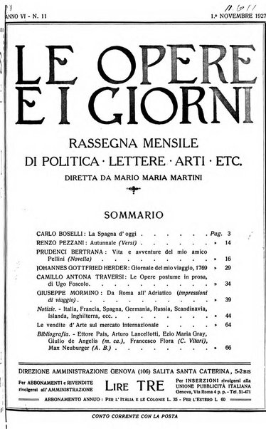 Le opere e i giorni rassegna mensile di politica, lettere, arti, etc