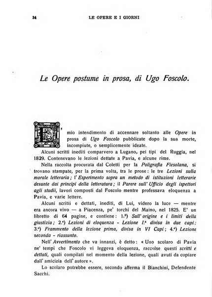 Le opere e i giorni rassegna mensile di politica, lettere, arti, etc