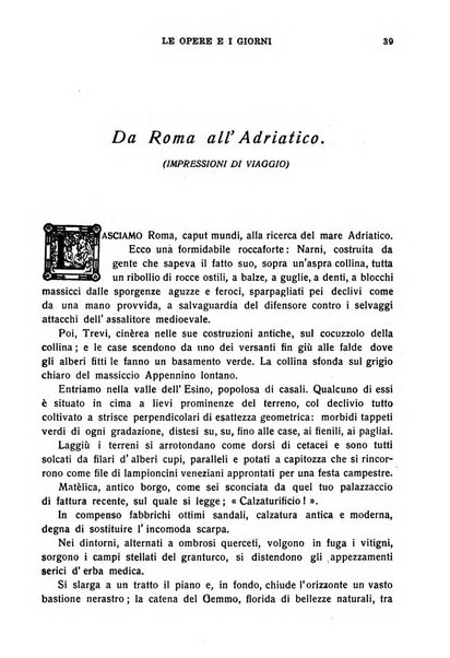 Le opere e i giorni rassegna mensile di politica, lettere, arti, etc