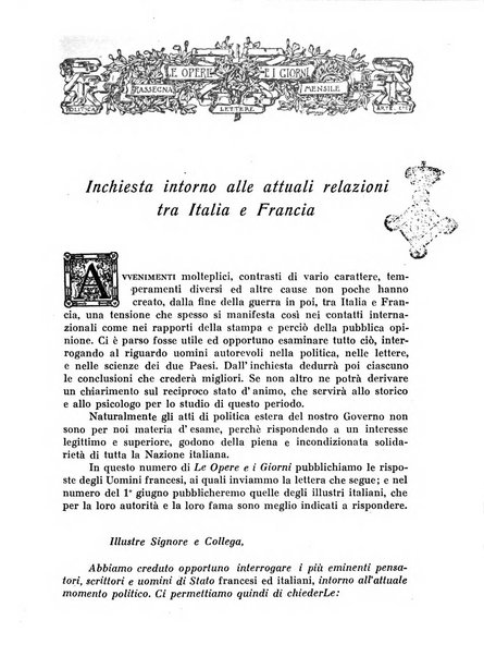 Le opere e i giorni rassegna mensile di politica, lettere, arti, etc