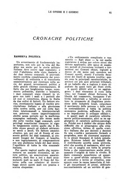 Le opere e i giorni rassegna mensile di politica, lettere, arti, etc