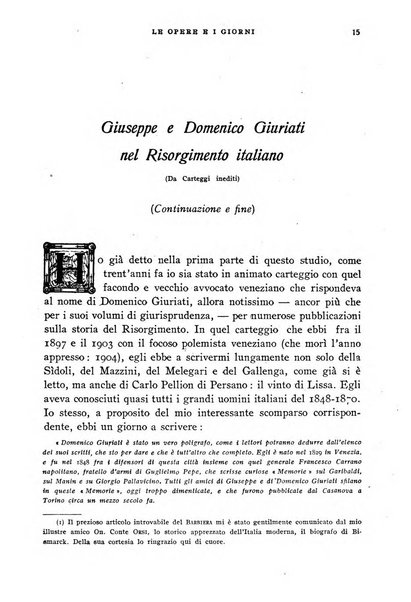 Le opere e i giorni rassegna mensile di politica, lettere, arti, etc