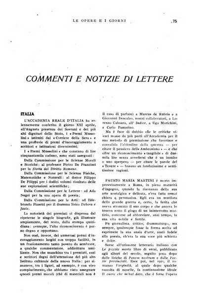 Le opere e i giorni rassegna mensile di politica, lettere, arti, etc