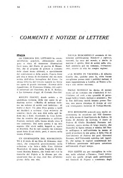 Le opere e i giorni rassegna mensile di politica, lettere, arti, etc