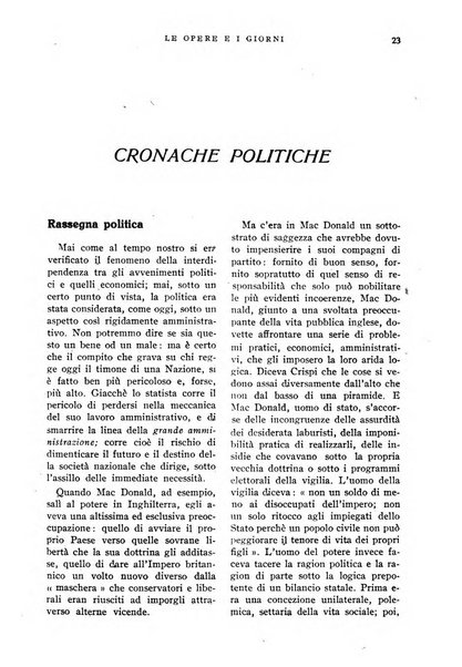 Le opere e i giorni rassegna mensile di politica, lettere, arti, etc