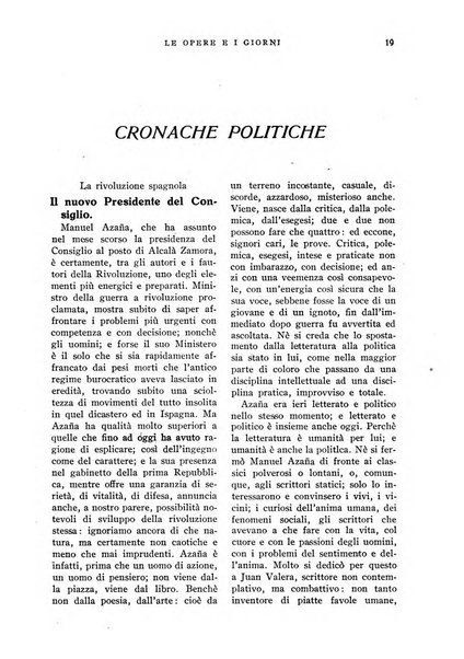 Le opere e i giorni rassegna mensile di politica, lettere, arti, etc