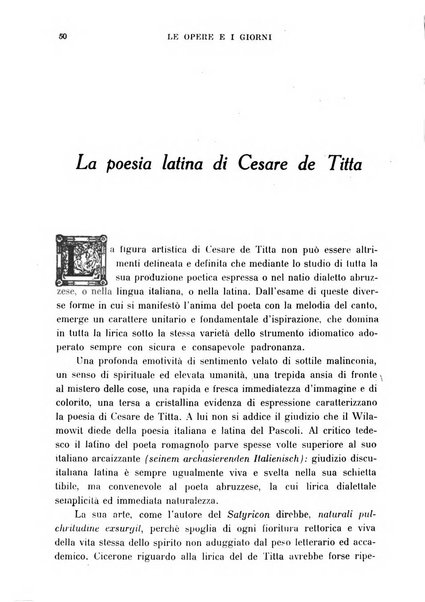 Le opere e i giorni rassegna mensile di politica, lettere, arti, etc