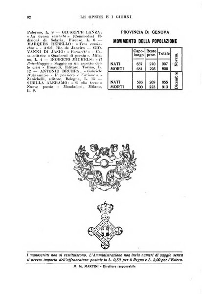 Le opere e i giorni rassegna mensile di politica, lettere, arti, etc