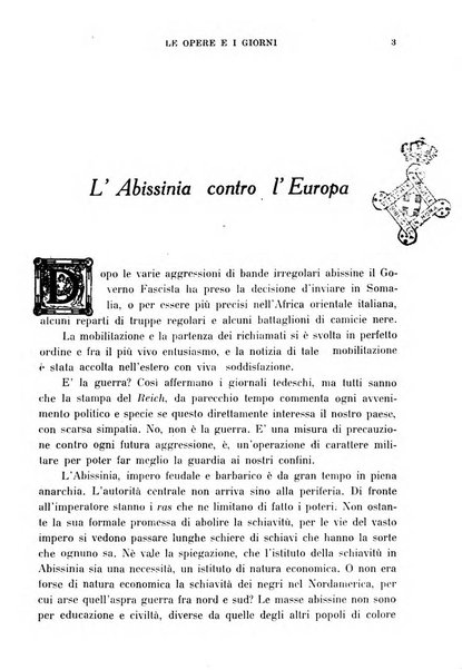 Le opere e i giorni rassegna mensile di politica, lettere, arti, etc