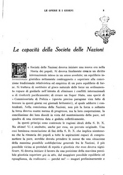 Le opere e i giorni rassegna mensile di politica, lettere, arti, etc