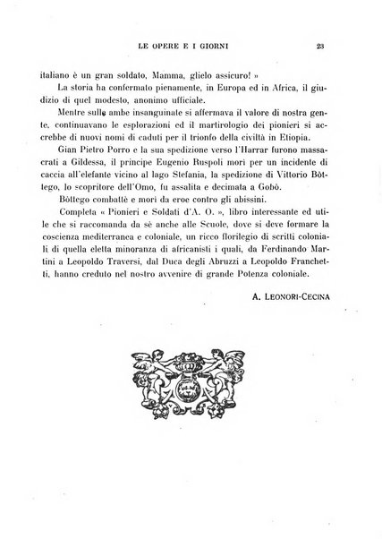 Le opere e i giorni rassegna mensile di politica, lettere, arti, etc