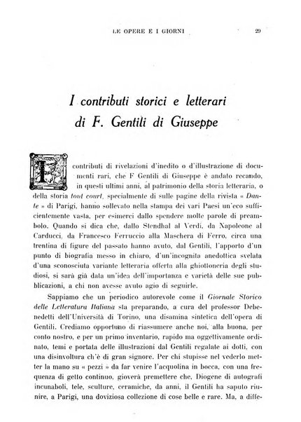 Le opere e i giorni rassegna mensile di politica, lettere, arti, etc