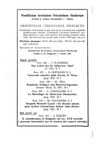 Orientalia Christiana periodica commentarii de re Orientali aetatis Christianae sacra et profana