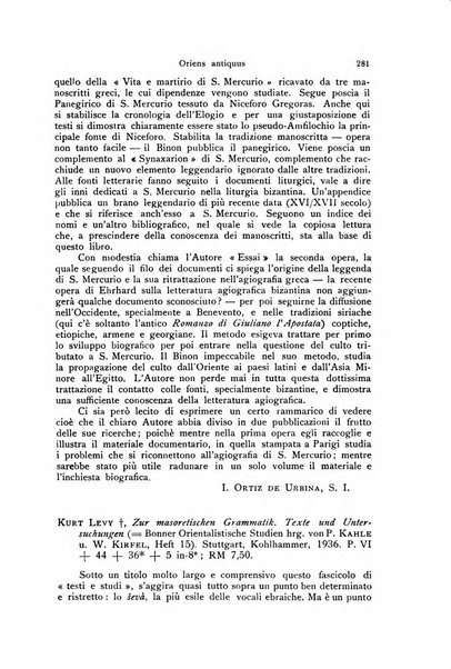 Orientalia Christiana periodica commentarii de re Orientali aetatis Christianae sacra et profana