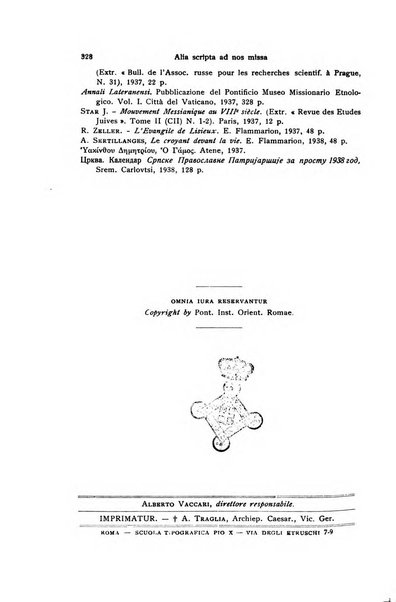 Orientalia Christiana periodica commentarii de re Orientali aetatis Christianae sacra et profana