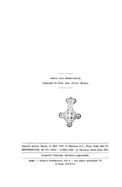 Orientalia Christiana periodica commentarii de re Orientali aetatis Christianae sacra et profana