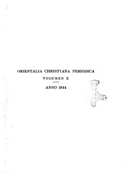 Orientalia Christiana periodica commentarii de re Orientali aetatis Christianae sacra et profana