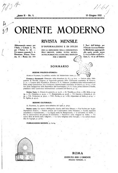 Oriente moderno rivista mensile d'informazioni e di studi