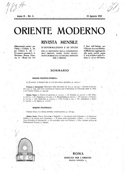 Oriente moderno rivista mensile d'informazioni e di studi