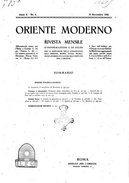 Oriente moderno rivista mensile d'informazioni e di studi