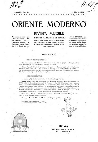 Oriente moderno rivista mensile d'informazioni e di studi