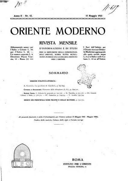 Oriente moderno rivista mensile d'informazioni e di studi