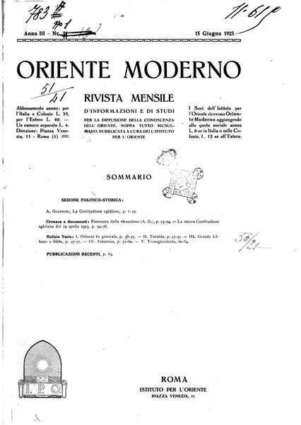 Oriente moderno rivista mensile d'informazioni e di studi