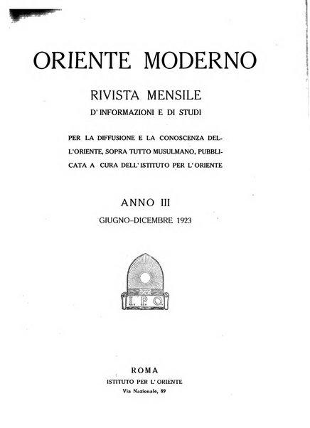 Oriente moderno rivista mensile d'informazioni e di studi