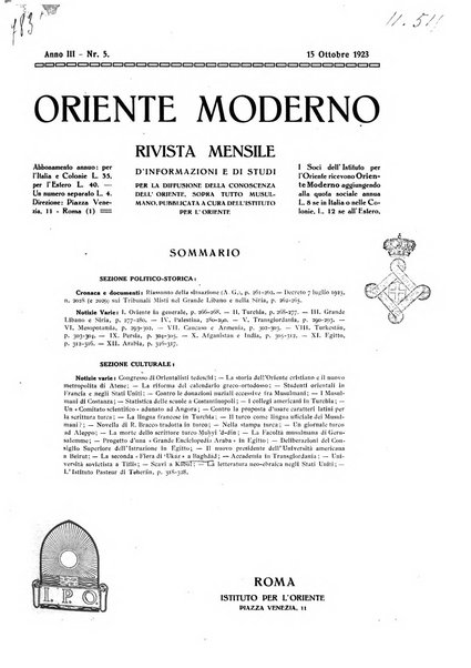 Oriente moderno rivista mensile d'informazioni e di studi