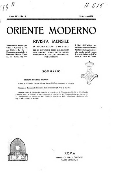 Oriente moderno rivista mensile d'informazioni e di studi