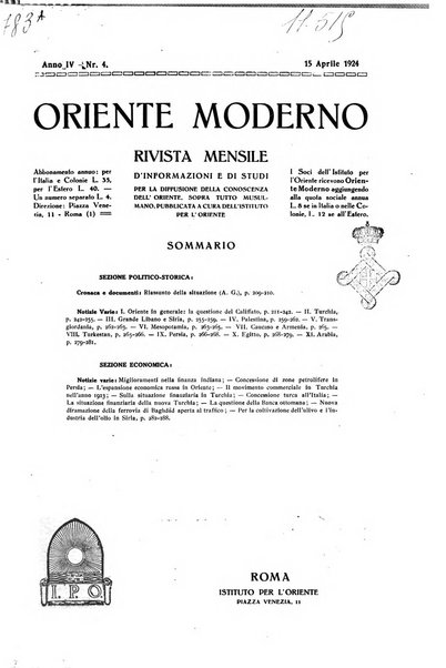 Oriente moderno rivista mensile d'informazioni e di studi