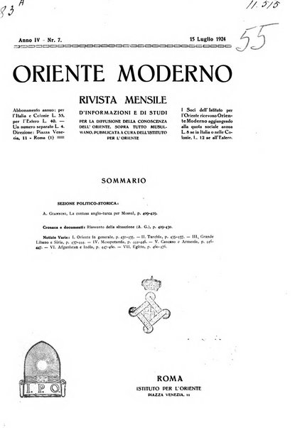 Oriente moderno rivista mensile d'informazioni e di studi