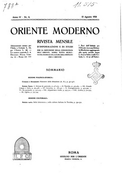 Oriente moderno rivista mensile d'informazioni e di studi