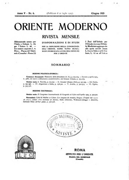 Oriente moderno rivista mensile d'informazioni e di studi