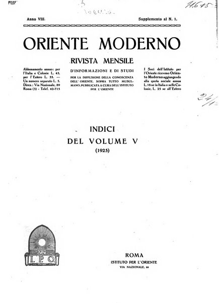 Oriente moderno rivista mensile d'informazioni e di studi