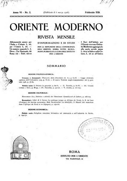 Oriente moderno rivista mensile d'informazioni e di studi