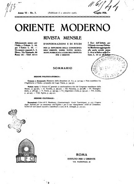 Oriente moderno rivista mensile d'informazioni e di studi