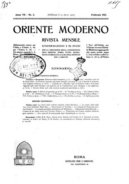 Oriente moderno rivista mensile d'informazioni e di studi