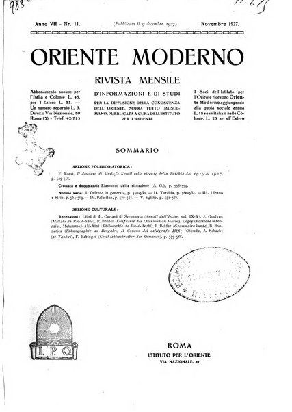 Oriente moderno rivista mensile d'informazioni e di studi