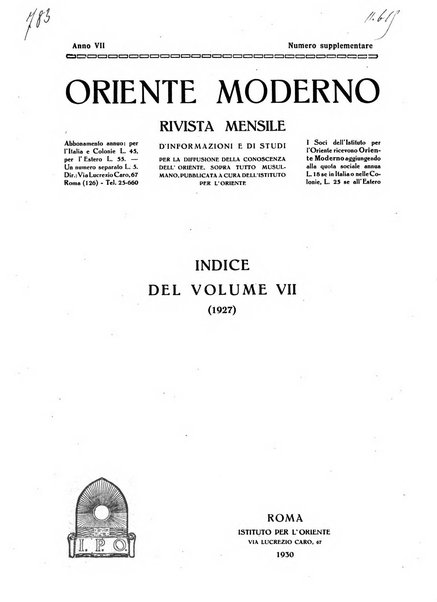 Oriente moderno rivista mensile d'informazioni e di studi