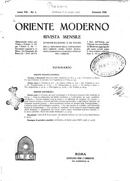 Oriente moderno rivista mensile d'informazioni e di studi