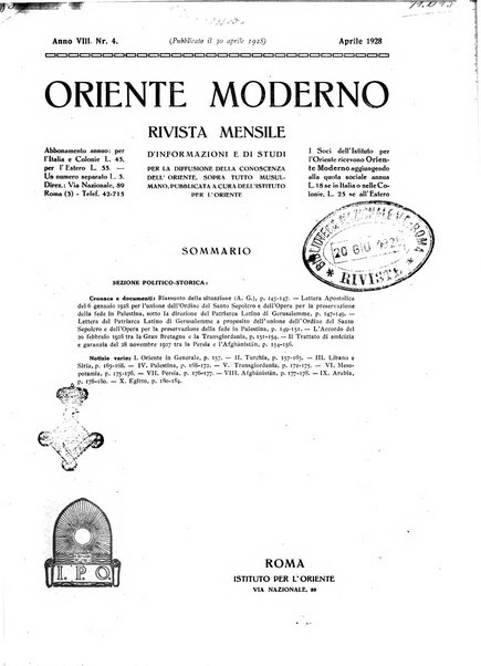 Oriente moderno rivista mensile d'informazioni e di studi