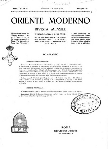 Oriente moderno rivista mensile d'informazioni e di studi